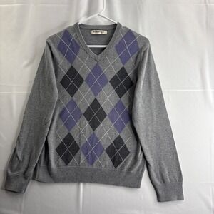 Old Navy V Neck Sweater Men's Small Argyle Long Sleeve